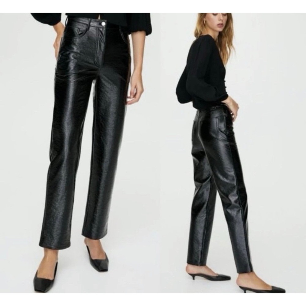 Wilfred Aritzia Melina Pant Black High Waisted Vegan Leather 2 Night Out Chic